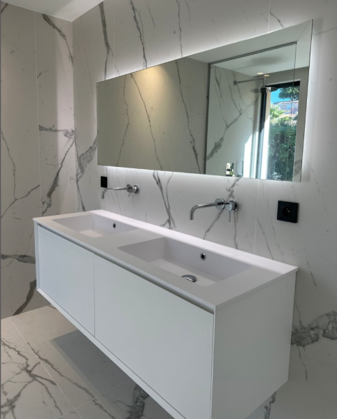 Création salle de bain miroir led et double vasque a nice 0600 alpes maritimes